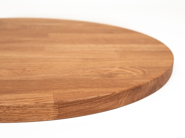 Round Tabletop Worktop Oak Select Natur, finger jointed lamellas, 26 mm, natural oiled